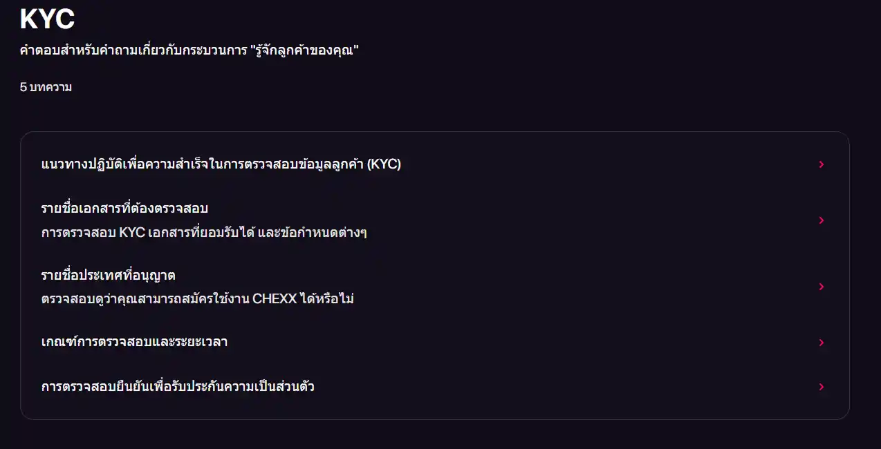 KYC ที่ CHEXX: การยืนยันตัวตนก่อนถอนเงิน